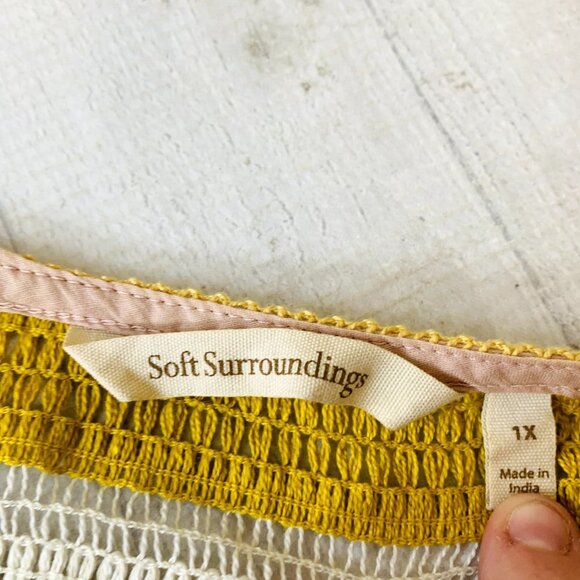 Soft Surroundings Womens Open Knit Marrakesh Pullover Gold Stripe Plus Size 1X - Picture 10 of 13